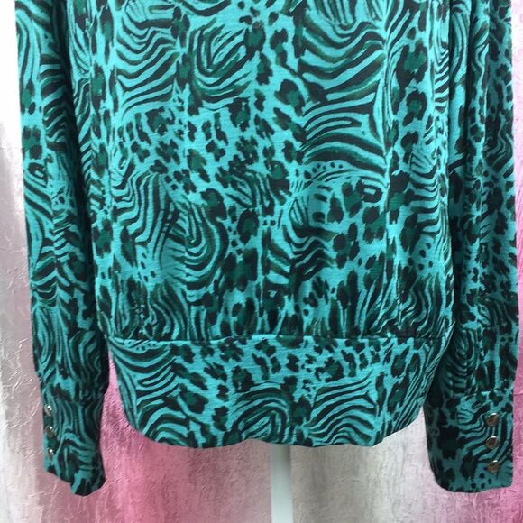 Apt 9 Lightweight Animal Print Sweater Sz XL Green Black Cheetah Leopard - Picture 3 of 8